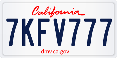 CA license plate 7KFV777