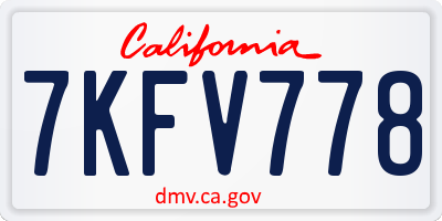 CA license plate 7KFV778