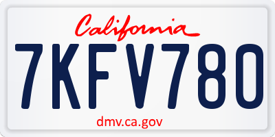 CA license plate 7KFV780