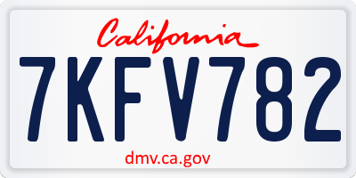 CA license plate 7KFV782