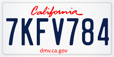 CA license plate 7KFV784