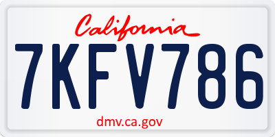 CA license plate 7KFV786