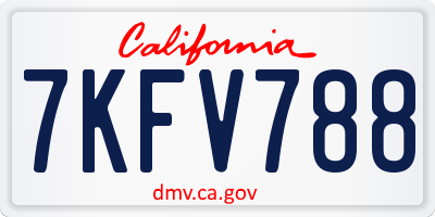 CA license plate 7KFV788