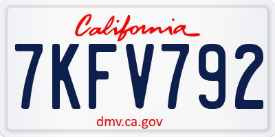 CA license plate 7KFV792