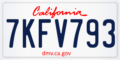 CA license plate 7KFV793