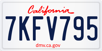 CA license plate 7KFV795