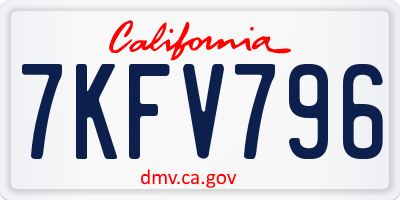 CA license plate 7KFV796