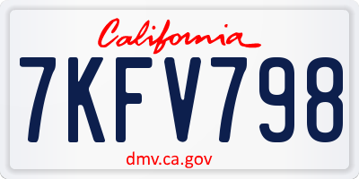 CA license plate 7KFV798