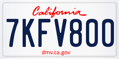 CA license plate 7KFV800