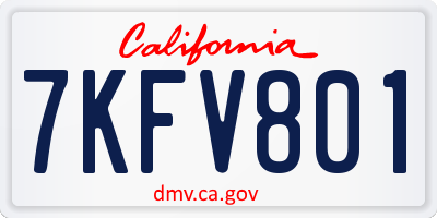 CA license plate 7KFV801