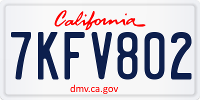CA license plate 7KFV802