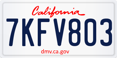 CA license plate 7KFV803