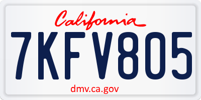 CA license plate 7KFV805