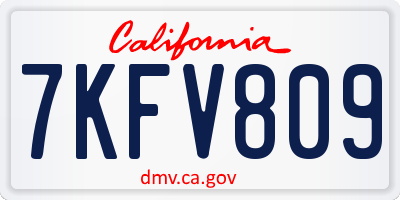 CA license plate 7KFV809