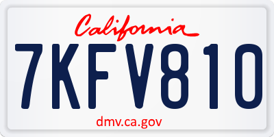 CA license plate 7KFV810