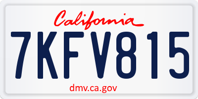 CA license plate 7KFV815
