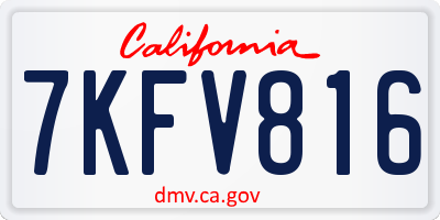 CA license plate 7KFV816
