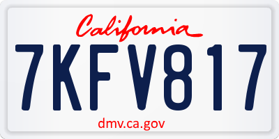 CA license plate 7KFV817