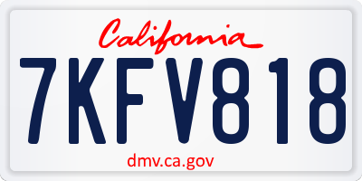 CA license plate 7KFV818