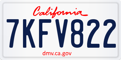 CA license plate 7KFV822