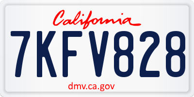 CA license plate 7KFV828