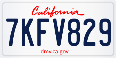 CA license plate 7KFV829
