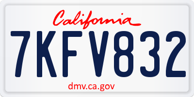 CA license plate 7KFV832
