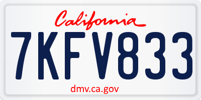 CA license plate 7KFV833