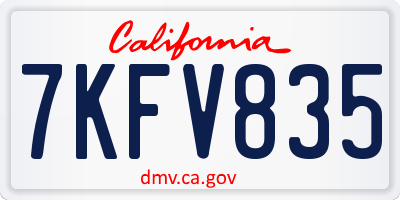CA license plate 7KFV835