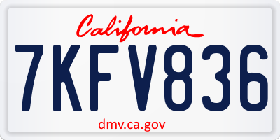 CA license plate 7KFV836