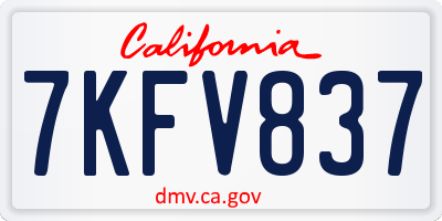 CA license plate 7KFV837
