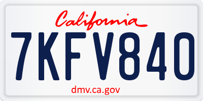 CA license plate 7KFV840