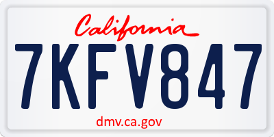 CA license plate 7KFV847