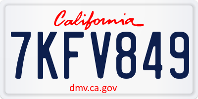 CA license plate 7KFV849