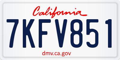 CA license plate 7KFV851