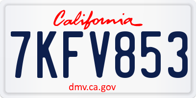 CA license plate 7KFV853
