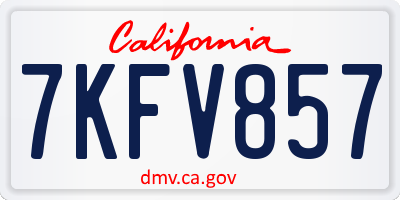 CA license plate 7KFV857