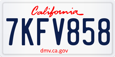 CA license plate 7KFV858