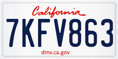 CA license plate 7KFV863