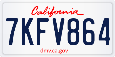 CA license plate 7KFV864