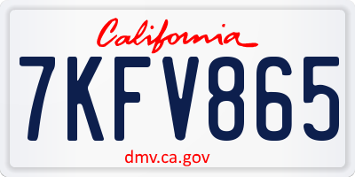 CA license plate 7KFV865