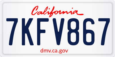 CA license plate 7KFV867