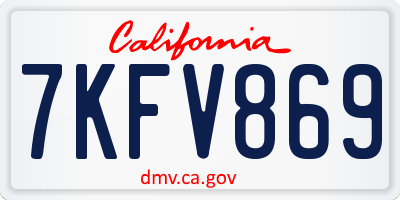 CA license plate 7KFV869