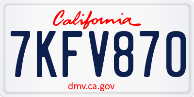 CA license plate 7KFV870
