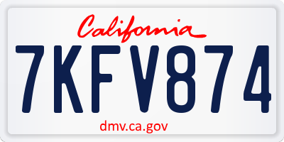 CA license plate 7KFV874