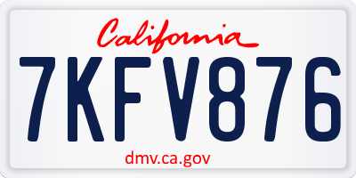 CA license plate 7KFV876