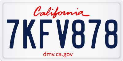 CA license plate 7KFV878