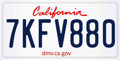 CA license plate 7KFV880