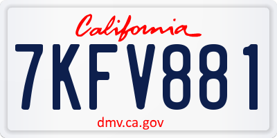 CA license plate 7KFV881