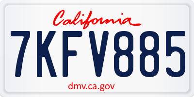CA license plate 7KFV885
